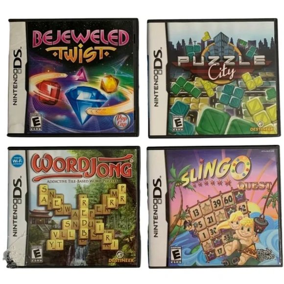 Bejeweled Twist, Puzzle City, WordJong, and Slingo QuestNintendo DS 4 Set